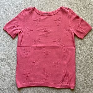 Croft & Barrow Short Sleeve Peach Flamingo Sweater